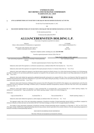 Thumbnail AllianceBernstein 10-K Annual Report 2012