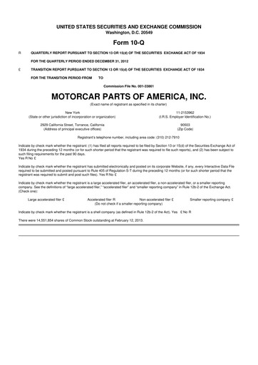 Thumbnail Motorcar Parts of America 10-Q Quarterly Report FY2013 