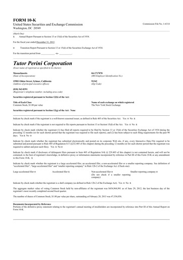 Thumbnail Tutor Perini Corporation
 10-K Annual Report 2012