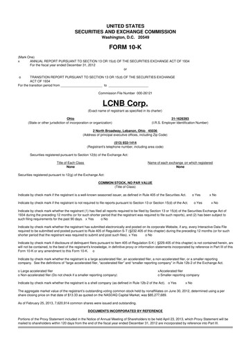 Thumbnail LCNB Corp.
 10-K Annual Report 