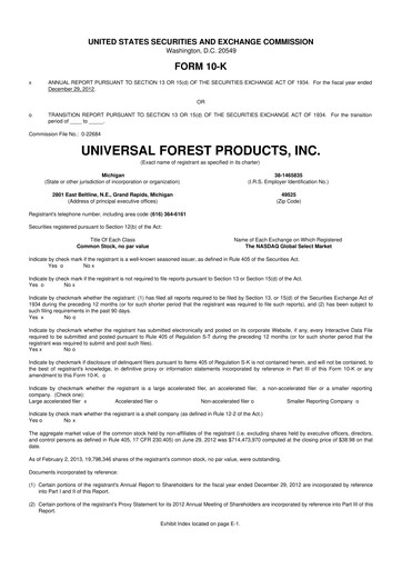 Thumbnail UFP Industries
 10-K Annual Report 2012