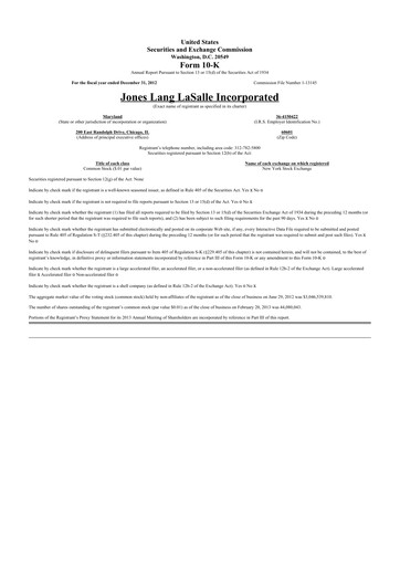 Thumbnail Jones Lang LaSalle 10-K Annual Report 2012