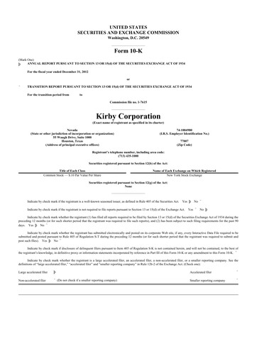 Thumbnail Kirby Corporation
 10-K Annual Report 2012