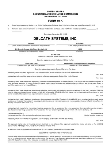 Thumbnail Delcath Systems 10-K Annual Report 2012