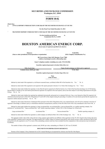 Thumbnail Houston American Energy 10-K Annual Report 2012
