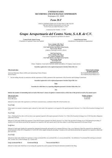 Thumbnail Grupo Aeroportuario Centro Norte
 20-F Annual Report 