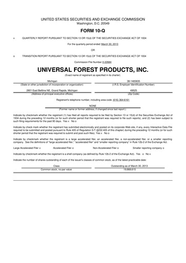 Thumbnail UFP Industries
 10-Q Quarterly Report FY2013 