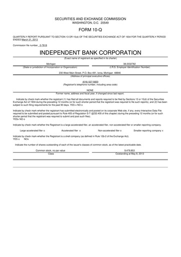 Thumbnail Independent Bank Corporation 10-Q Quarterly Report FY2013 