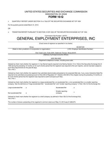 Miniature GEE Group 10-Q Rapport trimestriel 2013 