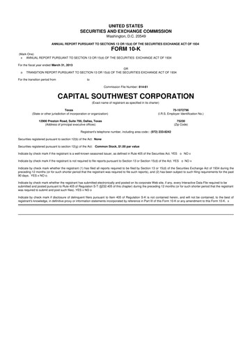 Vorschaubild Capital Southwest Corporation 10-K Jahresbericht 2013