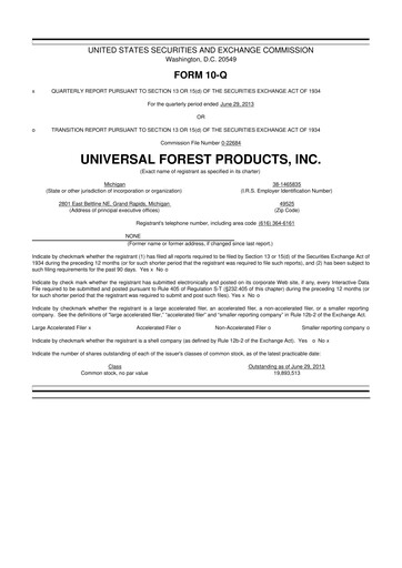 Thumbnail UFP Industries
 10-Q Quarterly Report FY2013 