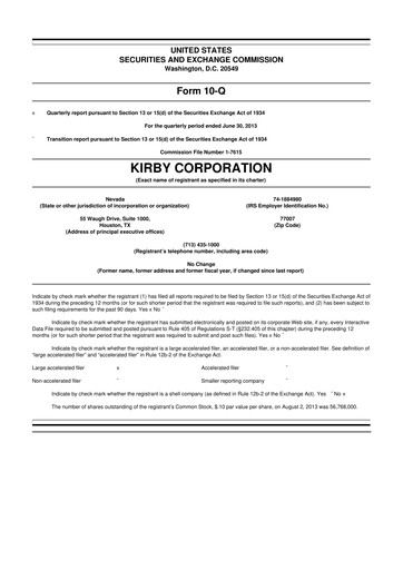 Thumbnail Kirby Corporation
 10-Q Quarterly Report FY2013 