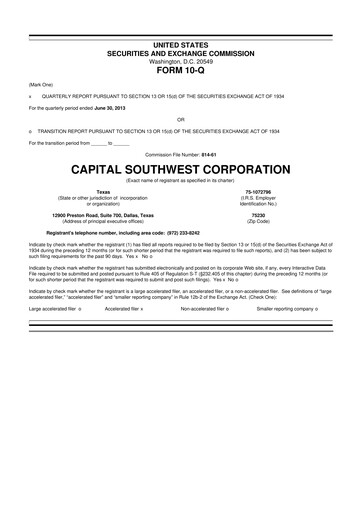 Vorschaubild Capital Southwest Corporation 10-Q Quartalsbericht  