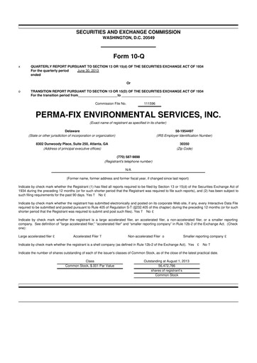 Thumbnail Perma-Fix Environmental Services 10-Q Quarterly Report FY2013 