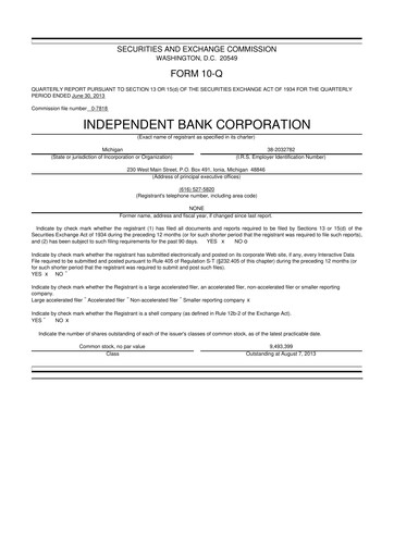Thumbnail Independent Bank Corporation 10-Q Quarterly Report FY2013 