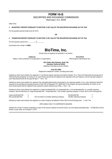 Miniature Lineage Cell Therapeutics
 10-Q Rapport trimestriel  