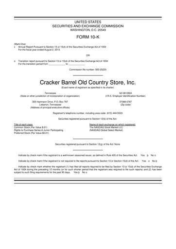 Vorschaubild Cracker Barrel 10-K Jahresbericht 