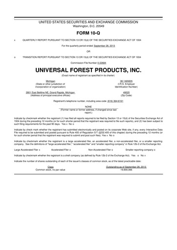 Thumbnail UFP Industries
 10-Q Quarterly Report FY2013 