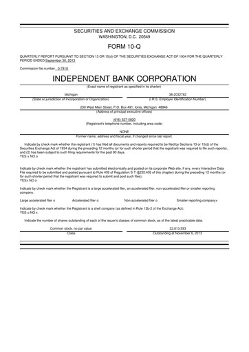 Thumbnail Independent Bank Corporation 10-Q Quarterly Report FY2013 