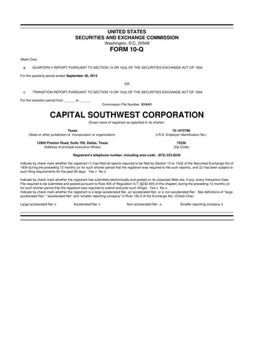 Vorschaubild Capital Southwest Corporation 10-Q Quartalsbericht  