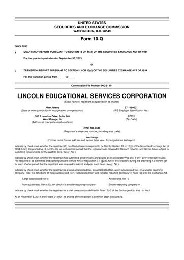 Miniature Lincoln Educational Services 10-Q Rapport trimestriel 2013 