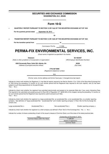 Thumbnail Perma-Fix Environmental Services 10-Q Quarterly Report FY2013 