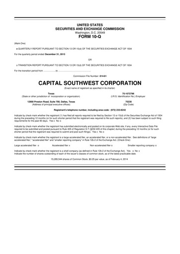 Vorschaubild Capital Southwest Corporation 10-Q Quartalsbericht  