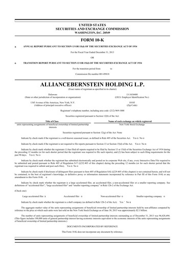 Thumbnail AllianceBernstein 10-K Annual Report 2013