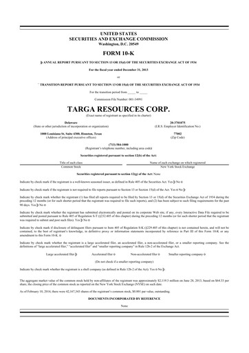 Thumbnail Targa Resources
 10-K Annual Report 2013