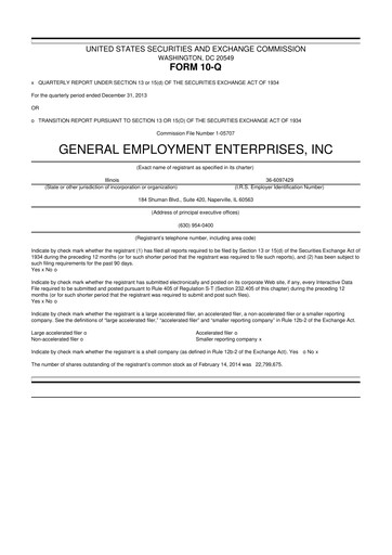 Miniature GEE Group 10-Q Rapport trimestriel 2014 