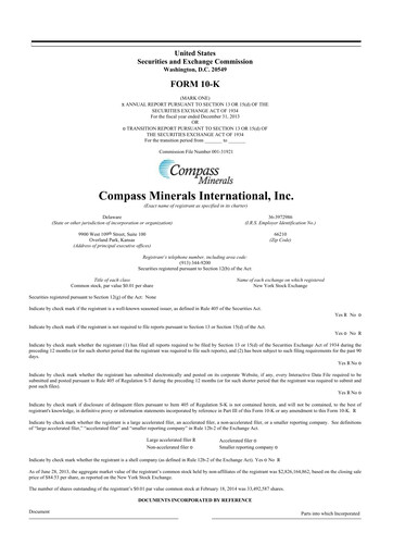 Thumbnail Compass Minerals 10-K Annual Report 2013