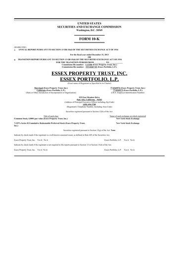 Thumbnail Essex Property Trust
 10-K Annual Report 2013