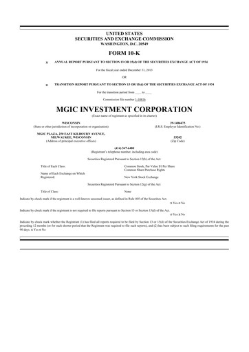 Thumbnail MGIC Investment
 10-K Annual Report 2013