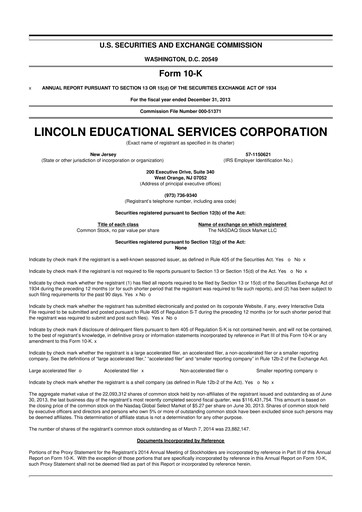 Miniature Lincoln Educational Services 10-K Rapport annuel 2013