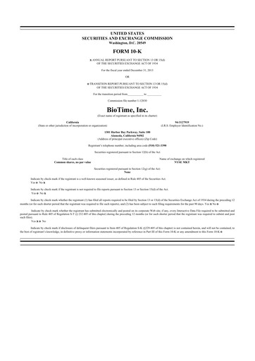 Vorschaubild Lineage Cell Therapeutics
 10-K Jahresbericht 2013