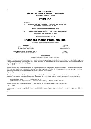 Thumbnail Standard Motor Products 10-Q Quarterly Report FY2014 