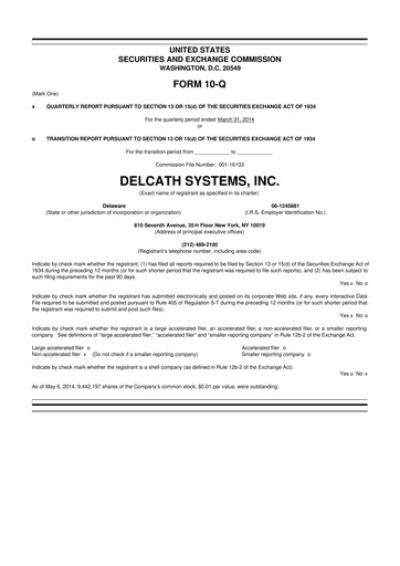 Thumbnail Delcath Systems 10-Q Quarterly Report FY2014 