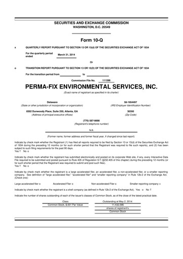 Thumbnail Perma-Fix Environmental Services 10-Q Quarterly Report FY2014 