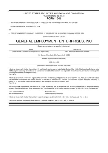 Miniature GEE Group 10-Q Rapport trimestriel 2014 