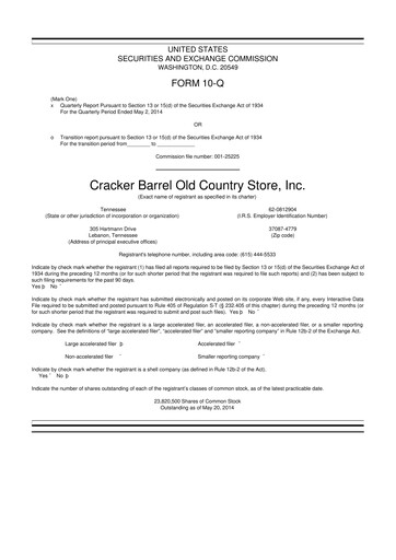 Vorschaubild Cracker Barrel 10-Q Quartalsbericht  