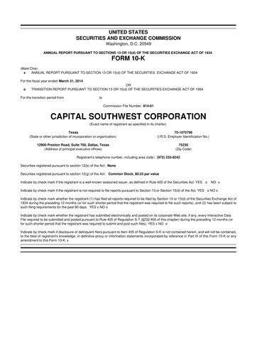 Vorschaubild Capital Southwest Corporation 10-K Jahresbericht 