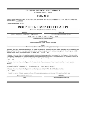 Thumbnail Independent Bank Corporation 10-Q Quarterly Report FY2014 