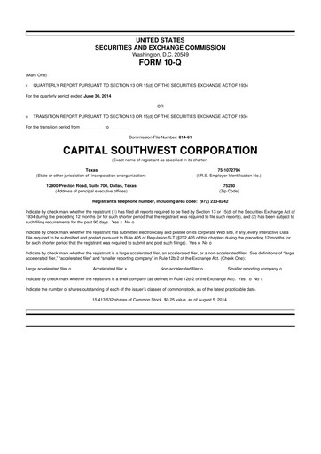 Vorschaubild Capital Southwest Corporation 10-Q Quartalsbericht  