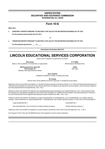 Miniature Lincoln Educational Services 10-Q Rapport trimestriel 2014 