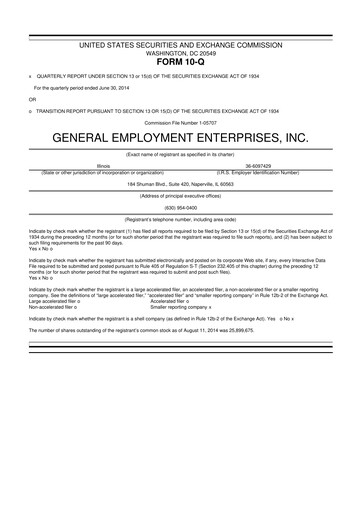 Miniature GEE Group 10-Q Rapport trimestriel 2014 