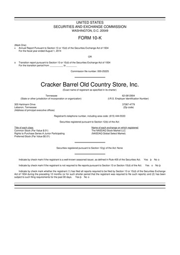 Vorschaubild Cracker Barrel 10-K Jahresbericht 