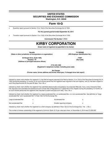Thumbnail Kirby Corporation
 10-Q Quarterly Report FY2014 