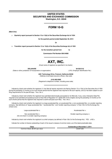 Thumbnail AXT Inc
 10-Q Quarterly Report FY2014 