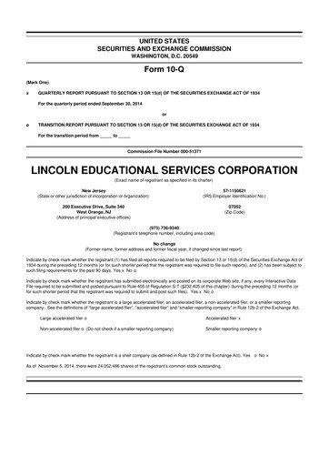 Miniature Lincoln Educational Services 10-Q Rapport trimestriel 2014 