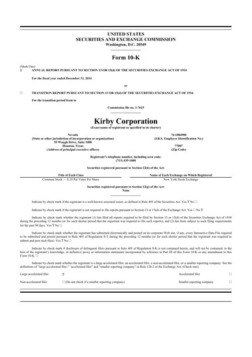 Thumbnail Kirby Corporation
 10-K Annual Report 2014